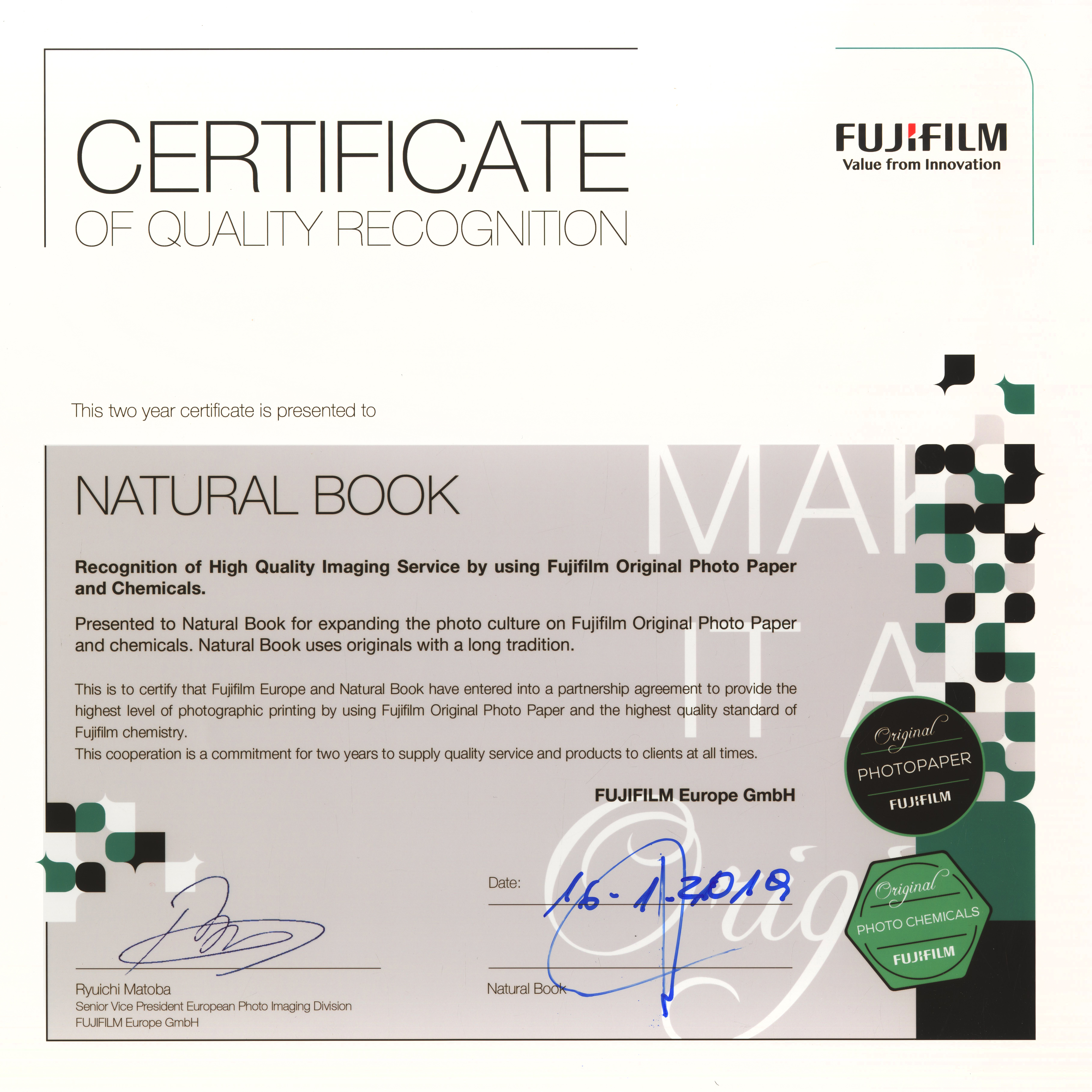 Certificado Fuji